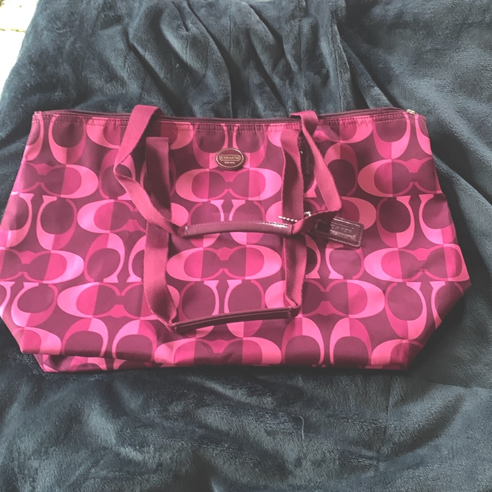 Burgundy large Coach Tote